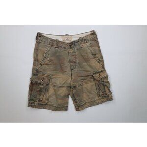 Vintage 90s Y2K Hollister Mens 30 Faded Heavy Button Fly Camouflage Cargo Shorts